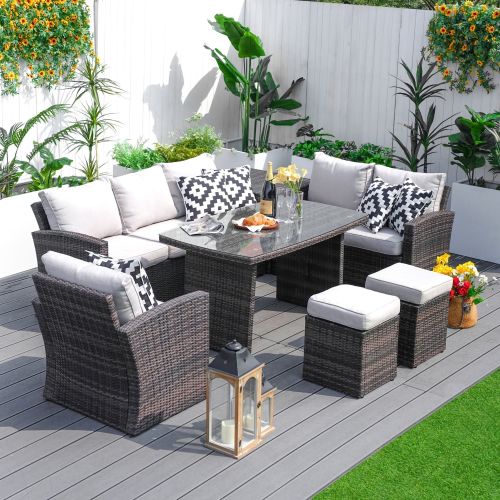 Direct Wicker 7-Piece PE Rattan Wicker Patio Sectional Sofa Set with Cushions Direct Wicker 7-Piece PE Rattan Wicker Patio Sectional Sofa Set with Cushions