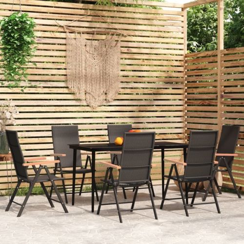7 Piece Patio Dining Set Black